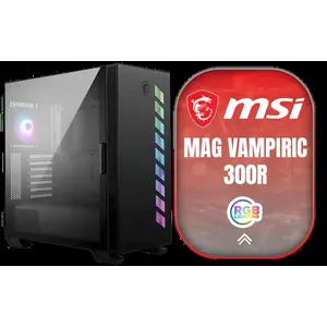 MSI MAG VAMPIRIC 300R Mid Tower Gaming Computer Case 'Black, 1x 120mm ARGB Fan, USB Type-C, Tempered Glass, MSI Center, E-ATX, ATX, mATX, mini-ITX / 306-7G19R21-809