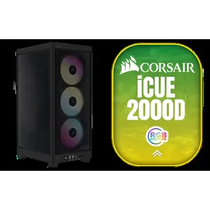 Corsair iCUE 2000D RGB Airflow Mini-ITX PC Case - Mini-ITX Form-Factor - Steel Mesh Panels - Three-Slot GPU Support - 3X AF120 RGB Slim Fans Included - iCUE Lighting Node CORE Controller - Black