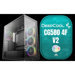 DeepCool CG580 4F V2 ATX Mid Tower Gaming Case - Black / 4 Built-in ARGB Fans / 360mm Radiator Support / No A-Pillar Design / 270° Glass Side & Front Panels / Supports ITX, Micro-ATX, ATX / USB 3.0 / USB Type-C / CG580-4F-V2