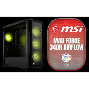 MSI MAG FORGE 340R Airflow Mid-Tower Gaming Case / Supports up to ATX Motherboards / USB 5Gbps Type-A Dual Ports / Tempered Glass ARGB Lighting Display / Magnetic Dust Filter Easy Cleaning / Daisy-Chain Fan ARGB Simplification / Synchronized Motherboard Lighting Control Integration