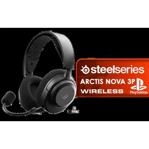 SteelSeries Arctis Nova 3P Wireless Playstation Gaming Headset - Black / 40mm Neodymium Drivers / 360° Spatial Audio / 38-Hour Battery Life / USB-C Dongle for Multi-Platform Use / Noise-Cancelling Mic / PS5/PS4, PC, Switch, Mobile, Chromebook