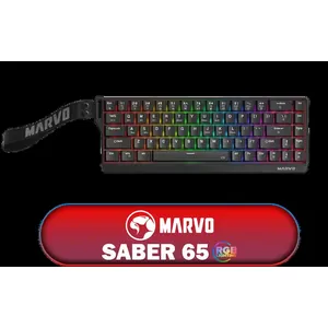 Marvo Saber 65 Tri-Mode Mechanical Gaming Keyboard - Black / Tri-Mode Wireless Connectivity / 2.4G, Bluetooth and USB Wired / Compact 65% Keyboard Layout / 13 RGB Lighting Modes / Full-Key Anti-Ghosting Support / Ribbon And Screwdriver Included