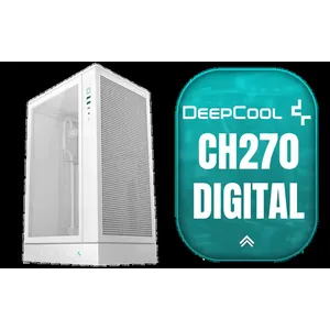 DeepCool CH270 Digital Micro-ATX Mini Tower Gaming Case - White / Tempered Glass Side Panel / CPU Cooler Support Up to 174mm / Radiator Support Up to 360mm / Partial mesh for better airflow / No Fans Included / CH270-DIGITAL-WH