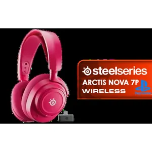 SteelSeries Arctis Nova 7P Gen 2 Wireless Gaming Headset - Magenta / Compatible with PC, PS4/PS5, Nintendo, Mobile / Dual 2.4GHz And Bluetooth Audio / 50+ Hour Battery Fast Charging / Neodymium Magnetic High-Fidelity Drivers / USB-C Plug-And-Play Multi-Platform / Premium Steel Frame With Comfort Band