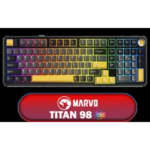 Marvo Titan 98 Tri-Mode Mechanical Gaming Keyboard / Tri-Mode Wired & Wireless/ Hot-Swappable Linear Mechanical Switches / Premium Gasket Mount Build / South-Facing RGB Backlighting / Multi-Layer Sound Dampening / Full-Key Anti-Ghosting