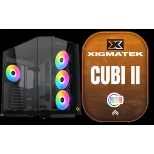 Xigmatek Cubi II Gaming Case, with 7 ARGB Fans,USB-C x1,USB 3.0 Ports x2, HDD/SSD Slots (BLACK) / EN45486