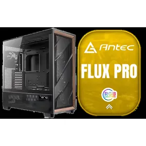 Antec Flux Pro, 6 x PWM Fans Included, High-Airflow Front Panel with Walnut Wood, iShift PSU 90° Mount, USB3.0 x 2, Type-C, 420mm Radiator Support, Temp. Display, Full-Tower E-ATX PC Case / 0-761345-10154-7