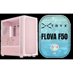 TRYX FLOVA F50 Mid-Tower ATX Case - Pink / Supports Motherboards up to ATX / Premium Fabric Exterior / Quiet-by-Design Architecture / 360mm Radiator Support / Advanced Cable Management / Tool-Free Modular Design / Detachable Panels & Dust Filters / 2x Fans Included