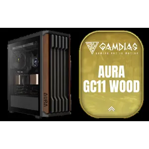 Gamdias AURA GC11 Wood ATX Mid-Tower Gaming Case / Supports up to ATX Motherboards / Real Walnut Mesh Front Panel Design / Magnetic Dust Filter Easy Maintenance / Tempered Glass Window / Professional Airflow / 4x Built-In 120mm Fans Included