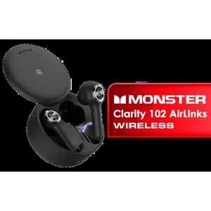 Monster Clarity 102 AirLinks In-Ear Headphones - Black / Up to 30h Playtime, IPX5 Water-Resistant Earbuds, Bluetooth 5.0 in-Ear Headphones with Charging Case, TWS Earphones Built-in Dual Mic for Clearer Hands-Free Call, / MH21901PLUS