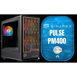 EINAREX Pulse PM400 mATX Mini-Tower Gaming Case - Black / Supports Micro-ATX & Mini-ITX Motherboards / Tempered Glass Side Panel / 3x RGB Fans Included / 370mm Max GPU Length / 165mm Max CPU Cooler Height / EXCS-PM-400R-B