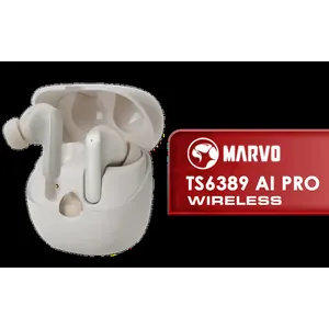 MARVO TS6389 AI Pro Earphones - Apricot / AI Dynamic Audio Component Algorithm / Noise Reduction / Base Boost / HD Audio / 10mm Drive Unit/ 6Hour Long Battery Life / TWS-TS6389-BG