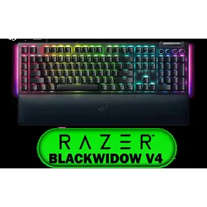 Razer BlackWidow V4 Mechanical Gaming Keyboard: Green Switches Tactile & Clicky / Chroma RGB / 6 Dedicated Macro Keys / Magnetic Wrist Rest / Doubleshot ABS Keycaps / Multi-Function Roller & Media Keys