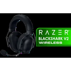 Razer BlackShark V2 HyperSpeed Wireless Gaming Headset: 280g Lightweight - THX Spatial Audio - Bendable Mic - 50mm Drivers - 2.4GHz, Bluetooth or USB - 70 Hr Battery w/USB Type C Charging - Black