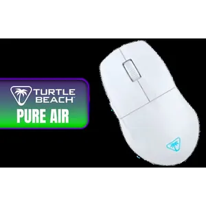 TURTLE BEACH Pure Air Wireless Gaming Mouse - White / Up to 125 hours of battery life / Owl-Eye™ 26K DPI Optical Sensor / Semi-translucent shell / Ergonomic shape weighs an ultra-light 54g / Swap between gaming-grade 2.4GHz wireless and Bluetooth connectivity