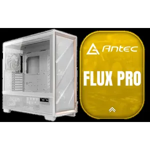 Antec Flux Pro White, 6 x PWM Fans Included, High-Airflow Front Panel with Birch Wood, iShift PSU 90° Mount, USB3.0 x 2, Type-C, 420mm Radiator Support, Temp. Display, Full-Tower E-ATX PC Case / 0-761345-10156-1