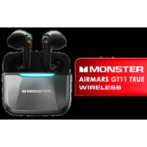 MONSTER Airmars GT11 True Wireless BT Earbuds Ergonomic Semi-in-ear Headphones BT5.0 Chip Moving Coil Unit HiFi Sound Quality - Black / AIRMARS-GT11-BLK