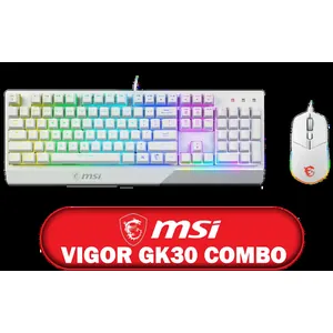 MSI Vigor GK30 Combo - White / Plunger Switch / 6 Keys Rollover / 20 Keys Anti-Ghosting / Optical Sensor / OMRON Switch