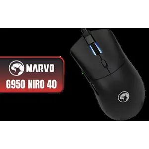 MARVO G950 Niro 40 Gaming Mouse - Black / Optical, PMW3327 Sensor / Buttons: 6 (programmable) / Switch rating: 10 million clicks / Polling rate: up to 1000 Hz / DPI: 1200-2400-3200-4800-5600-7200-12000 / G950-BK