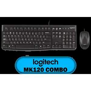 Logitech MK120 Keyboard And Mouse Combo / Spill-Resistant Design Keyboard / Durable keys / Plug-And-Play USB Connections / Sturdy Adjustable Tilt legs / High Definition Optical Mouse