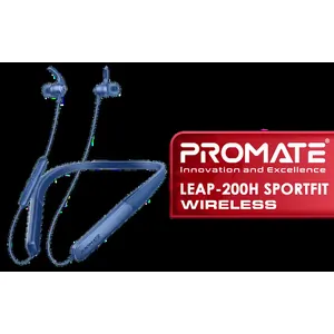 Promate Leap-200H SportFit™ High Fidelity Wireless Earphones - Blue / ENC Noise Cancellation / Up to 200 Hour Playtime / Dual Pairing / In-Line Controls / Leap-200H.Blue