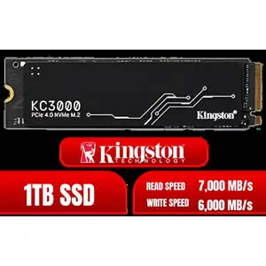 Kingston KC3000 PCIe 4.0 NVMe M.2 1TB SSD - High-Performance Storage for Desktop and Laptop PCs / SKC3000S/1024G