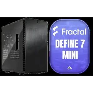 Fractal Design Define 7 Mini Black - Light Tinted Tempered Glass - Brushed Aluminum/Steel Micro ATX Silent Window Mini Tower Computer Case - 2 x Pre-Installed Fans Included / FD-C-DEF7M-02