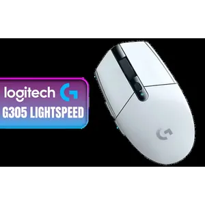 Logitech G305 Lightspeed Wireless Gaming Mouse - White / Hero 12K Sensor 12,000 max DPI / 6 Programmable Buttons / 250 hours Battery Life / 1ms Wireless Report Rate / 910-005292