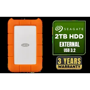 Seagate LaCie Rugged USB Type-C 2TB External Hard Drive / Up To 130MB/s Read Speed / Up To 130MB/s Write Speed / 4-Foot Drop Resistance / 1-Ton Crush Protection / Rain-Resistant Durable Build / LaCie Rugged USB-C Drive / USB 3.2 Gen 1 Interface