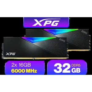 ADATA XPG Lancer 32GB (2x16GB) DDR5 RGB Memory - Black / 6000MHz / CL30 / RGB Heat Sink / AX5U6000C3016G-DCLARBK
