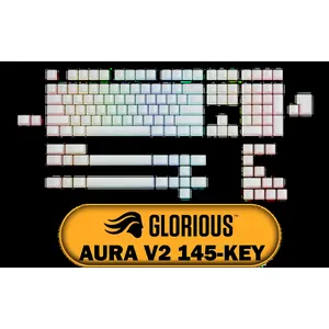 Glorious Aura V2 145-Key PBT Mechanical Keyboard Keycaps - White / Full-size standard 145 Key / PBT Keys / LED Light Compatible / US Layout / Fits most mechanical keyboards / Compatible with GMMK 2 & GMMK PRO / *Keyboard not Included* / GLO-KC-AURA2-W