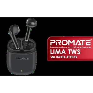 Promate Lima High-Definition TWS Wireless Earphones - Black / IntelliTouch Control / ENC Noise Reduction / IPx4 Water Resistance / Up to 30 Hours Playback Time / LIMA.BLACK