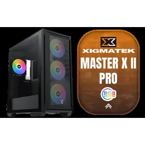 Xigmatek Master X II Pro Mid Tower Gaming Case - Black / Supports Motherboards up to E-ATX / 4 x Pre-Installed Fans Included / EN44304