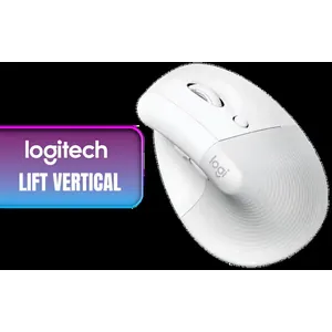 Logitech Lift Vertical Ergonomic Wireless Mouse - Off White / Bluetooth or Logi Bolt USB receiver / Quiet clicks / 4 buttons / Compatible with Windows/macOS/iPadOS, Laptop, PC / 910-006475