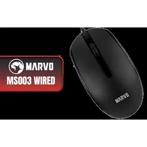 Marvo MS003 BK Wired Mouse - Black / 3 Buttons / 1000 DPI / 3 Million Clicks / MS003-BK