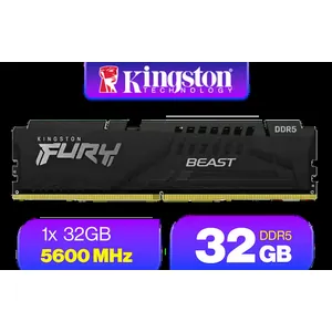 Kingston Technology Fury Beast Black 32GB 5600MT/s DDR5 CL40 XMP 3.0 Ready Computer Memory Single Module KF556C40BB-32