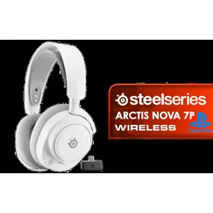 SteelSeries Arctis Nova 7P Gen 2 Wireless Gaming Headset - White / Compatible with PC, PS4/PS5, Nintendo, Mobile / Dual 2.4GHz And Bluetooth Audio / 50+ Hour Battery Fast Charging / Neodymium Magnetic High-Fidelity Drivers / USB-C Plug-And-Play Multi-Platform / Premium Steel Frame With Comfort Band