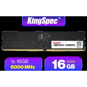 KingSpec 16GB (16x1) 6000mhz DDR5 Desktop Memory / Power Management ICs (PMICs) / 1.1~1.35V Power-Saving Technology / 288-pin DIMM / KS6000D5P12516G