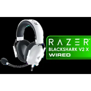 Razer BlackShark V2 X Gaming Headset: 7.1 Surround Sound - White / 50mm Drivers / Memory Foam Cushion / Compatible with PC, Mac, PS4, PS5, Switch, Xbox One, Xbox Series X|S, Mobile / 3.5mm Audio Jack