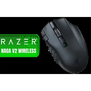 Razer Naga V2 HyperSpeed Wireless MMO Gaming Mouse: 19 Programmable Buttons / HyperScroll Technology / Focus Pro 30K Optical Sensor / Mechanical Mouse Switches Gen-2 / Up to 400 Hr Battery Life / RZ01-03600100-R3G1