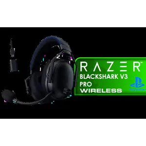 Razer BlackShark V3 Pro Gaming Headset for PlayStation - Black / HyperSpeed Wireless Gen-2 / Detachable Mic / Noise Cancellation / Memory Foam Cushions / TriForce Bio-Cellulose 50 mm Drivers / RZ04-05400500-R3G1