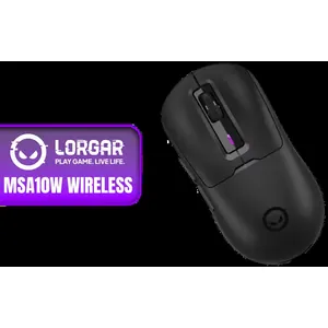Lorgar MSA10W Wireless Gaming Mouse - Black / Up To 12K DPI Sensitivity / Tri-Mode Connectivity / Advanced Pixart 3311 Gaming Sensor / 6 Programmable Buttons / 100% PTFE Feet