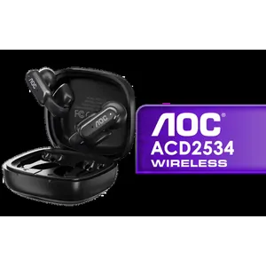 AOC ACD2534 Wireless Bluetooth Earphones - Black / Enc Ear Clip / Built-In Microphone for Clear Communication / Compact Design / ACD2534BK/00