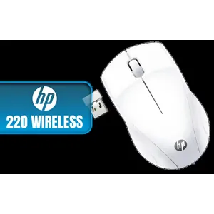 HP 220 Wireless Mouse - Snow White / 2.4 GHz Wireless Dongle / 15 Month Battery Life / Blue LED Technology / Ambidextrous Design / 3 Buttons / Up to 1600 DPI / 1x AA Battery Included