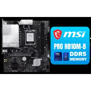 MSI PRO H810M-B DDR5 Micro ATX Motherboard (Supports Intel® Core™ Ultra Processors (Series 2) for LGA 1851, DDR5, 5.0, M.2, 2.5G LAN, mATX) / 911-7E64-001