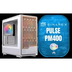 EINAREX Pulse PM400 mATX Mini-Tower Gaming Case - White / Supports Micro-ATX & Mini-ITX Motherboards / Tempered Glass Side Panel / 3x RGB Fans Included / 370mm Max GPU Length / 165mm Max CPU Cooler Height / EXCS-PM-400R-W