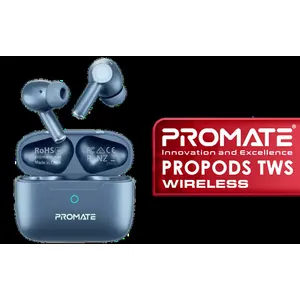 Promate ProPods High-Definition TWS Wireless Earphones - Blue / IntelliTouch Control / Active Noise Cancellation / ENC Noise Reduction / PROPODS.BLUE