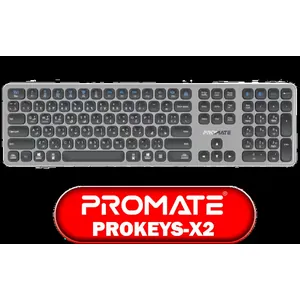 Promate ProKeys-X2 Wireless Keyboard / Full-Size Slim Scissor Key Design / Triple Mode, BT5.1 + 2.4GHz + USB-C / 100H Battery Life / PROKEYS-X2.EN