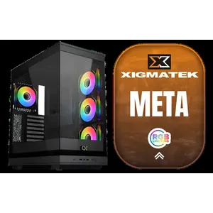Xigmatek Meta Mid Tower Gaming Case - Black / Supports Motherboards up to E-ATX / 4 x Pre-Installed Fans Included / EN45066