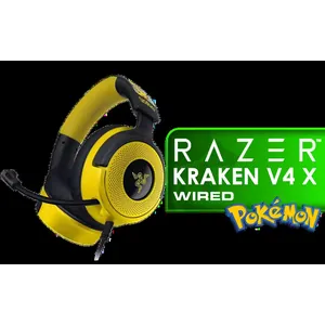 Razer Kraken V4 X Wired Gaming Headset - Pokemon Edition / 40 mm Drivers / Cardioid Mic / Memory Foam Cushions / Chroma RGB Lighting / Type C & Type A Cable / for PC, Mac, PS5, Nintendo Switch, Steam Deck, Smartphone / RZ04-05180300-R3M1
